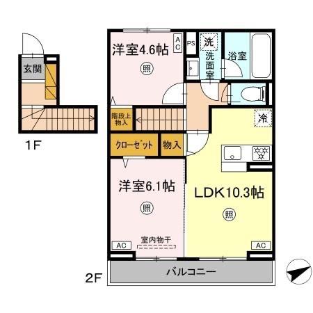 PARADISE GARAGE(2LDK/2階)の間取り写真