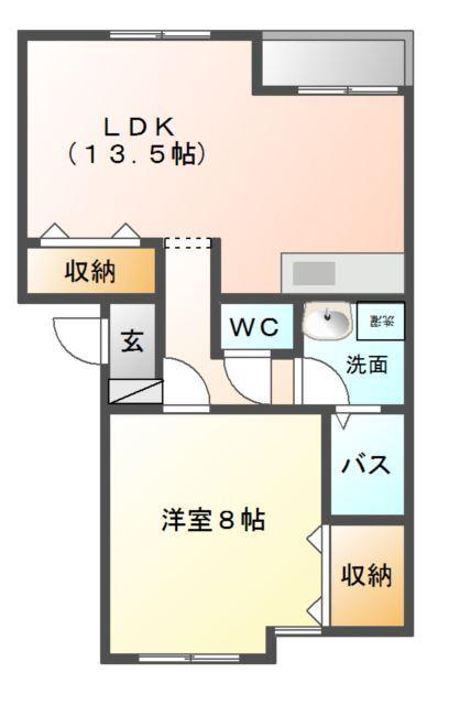 サニーコートB(1LDK/2階)の間取り写真