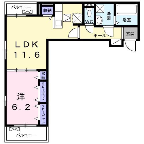 クレストガーデンV(1LDK/1階)の間取り写真