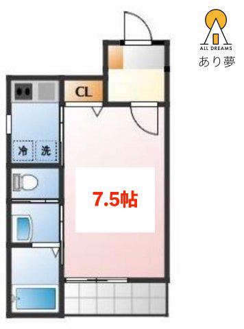ラフェット三ツ沢下町(1K/2階)の間取り写真
