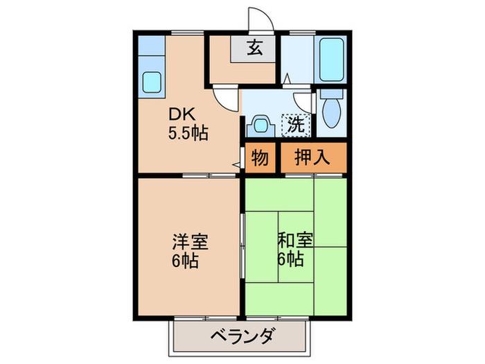 ハイツINOUE(2DK/2階)の間取り写真