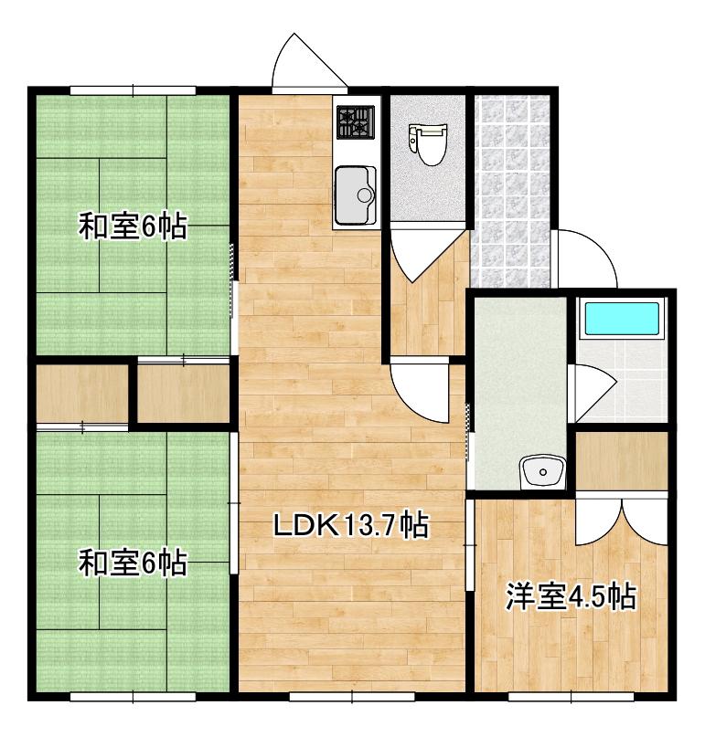 シエルHK(3LDK/2階)の間取り写真