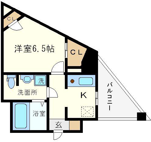 ORYZA肥後橋(1K/8階)の間取り写真