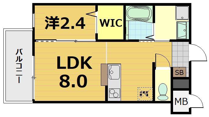 リアコート枚方御殿山ノース(1LDK/2階)の間取り写真