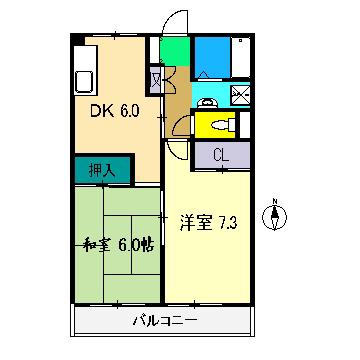 木の丸グリーンハイツ(2DK/2階)の間取り写真
