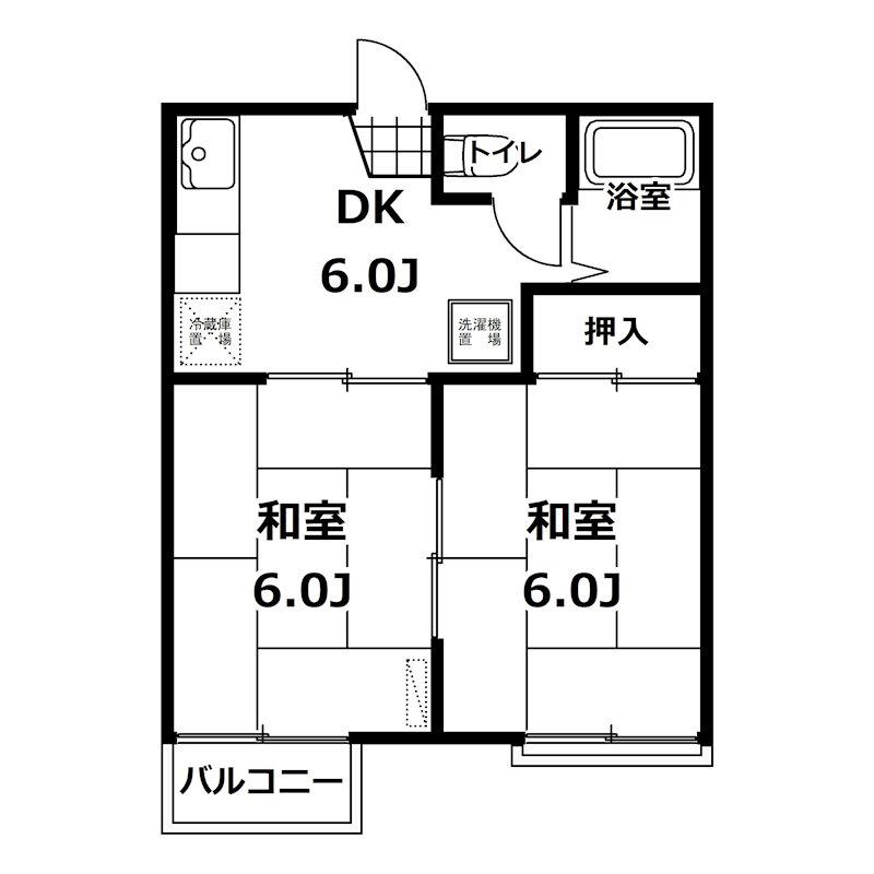 若葉コーポ(2DK/2階)の間取り写真