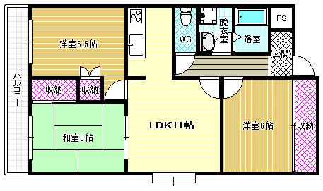 ドミール高鷲(3LDK/1階)の間取り写真