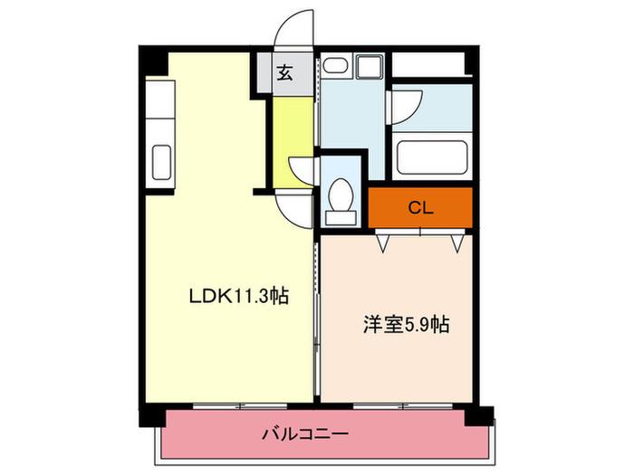カノン和白丘(1LDK/3階)の間取り写真