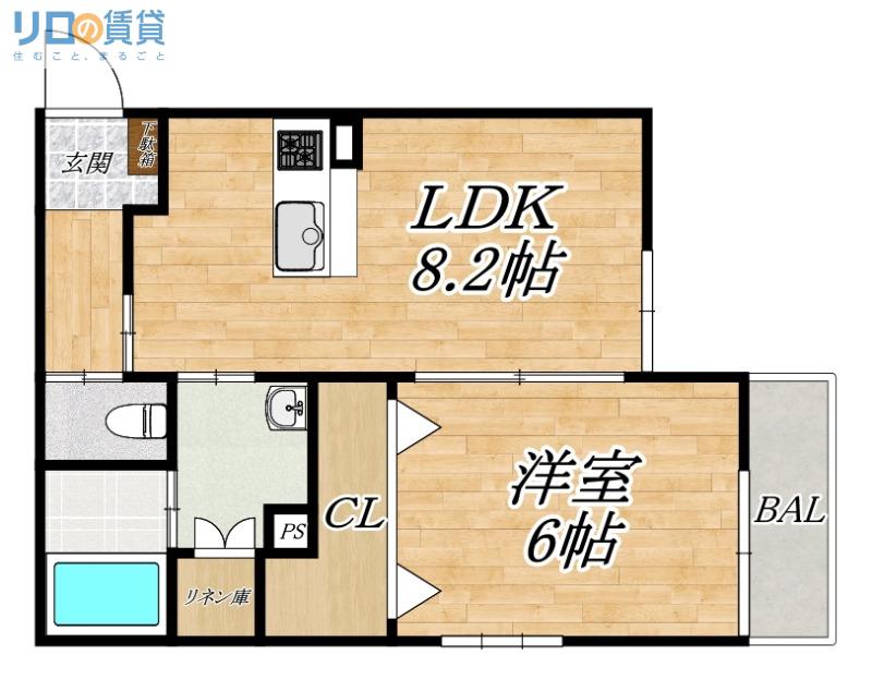 GLICINA南巽VIENT(1LDK/3階)の間取り写真