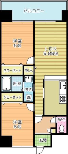 エリアグリーン(2LDK/8階)の間取り写真