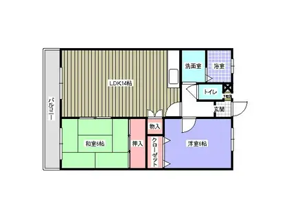 エル・スール下曽根(2LDK/3階)の間取り写真