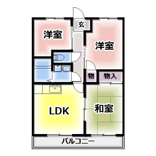 尾崎コーポ(3LDK/3階)の間取り写真