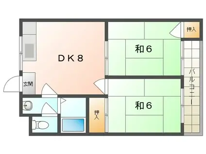 マンションカトレア(2DK/3階)の間取り写真