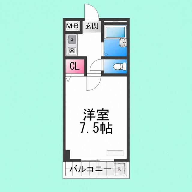 ハイツアズール(1K/4階)の間取り写真