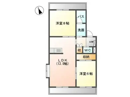 楼蘭篠の風(2LDK/2階)の間取り写真