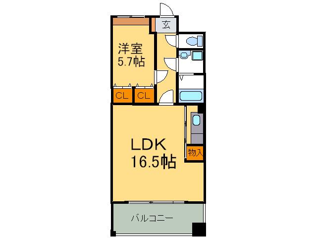 グランパーク天神(1LDK/6階)の間取り写真