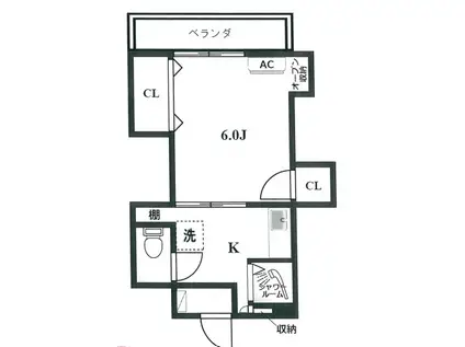 Kフラット(1K/1階)の間取り写真