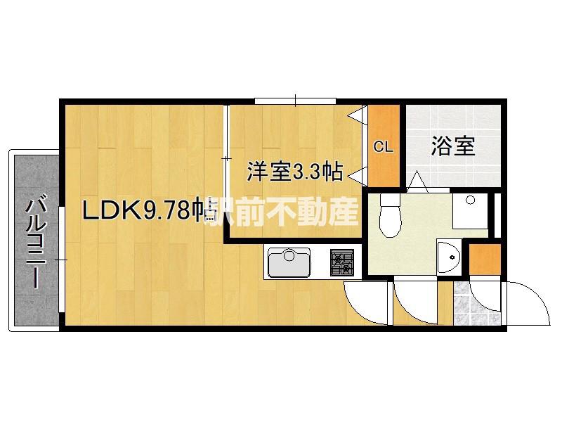 QUADOR西新城西(1LDK/2階)の間取り写真