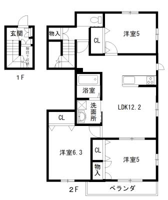 メゾンエルドォレ(3LDK/2階)の間取り写真