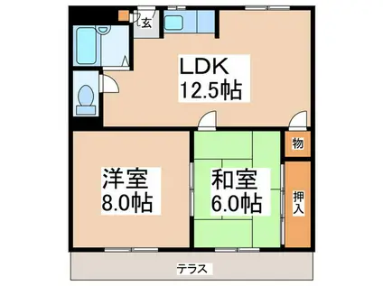 ハッピーハウス21(2LDK/1階)の間取り写真