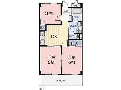 ルミエール八幡(3DK/2階)の間取り写真