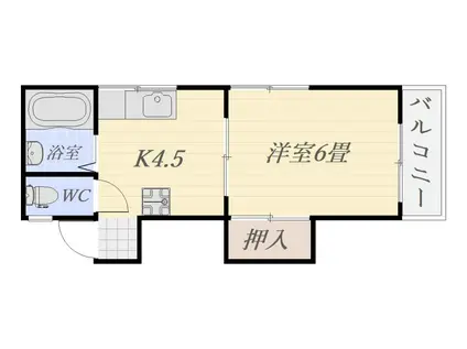 ハマシマハイツ(1K/2階)の間取り写真