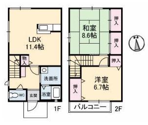 ペアハウス多田(2LDK/1階)の間取り写真
