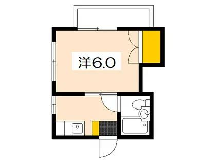 串戸ハイム(1K/2階)の間取り写真