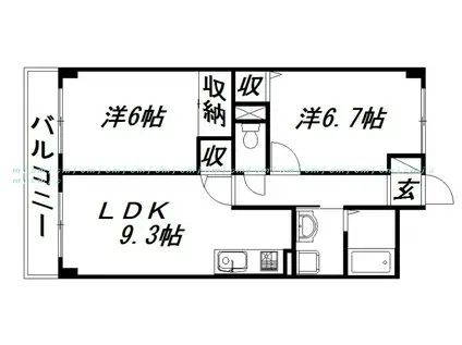 ピースI(2LDK/1階)の間取り写真