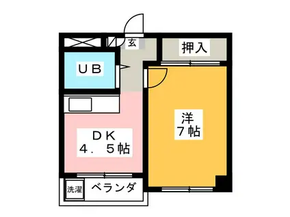 ジュリアハイツ(1DK/3階)の間取り写真