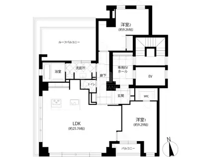 THE GOLDMANCASTLE SAKURAZAKA FOREST(2LDK/4階)の間取り写真