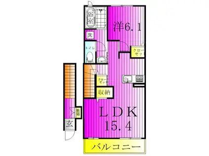 ドリームII(1LDK/2階)の間取り写真