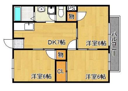 ハイツフォレスト(3DK/1階)の間取り写真