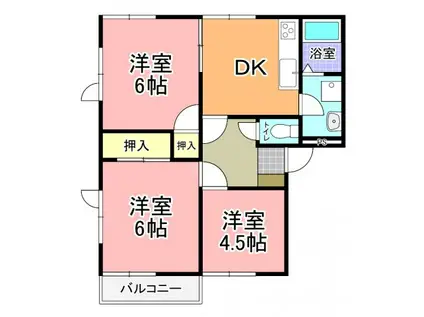 メゾン・パーシモン B棟(3DK/2階)の間取り写真