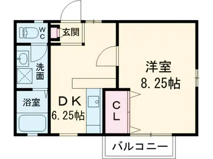 グレースコートII(1DK/2階)の間取り写真