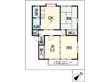 ルーエックII(3DK/2階)の間取り写真