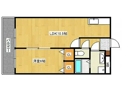 シーベル(1LDK/6階)の間取り写真