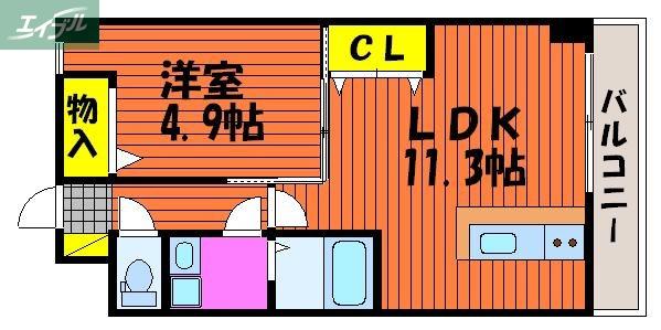 メゾンドW(1LDK/4階)の間取り写真