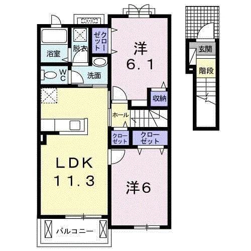 メゾン城東II(2LDK/2階)の間取り写真