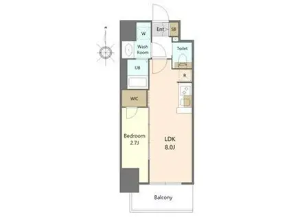 S-RESIDENCE亀島駅前ASCENT12月契約限定(1LDK/5階)の間取り写真