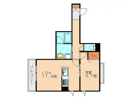 SHAMAISON COURAGEVI(1LDK/3階)の間取り写真