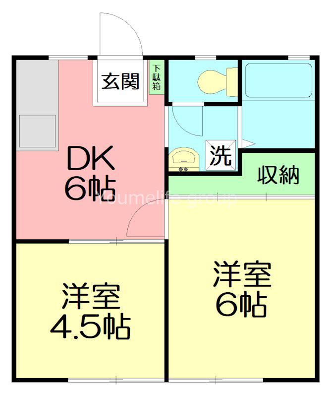 ヴィンテイジ湘南(2DK/1階)の間取り写真