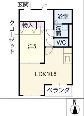 ベルコート(1LDK/1階)の間取り写真