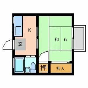 ハイツヤマザキ(1K/2階)の間取り写真