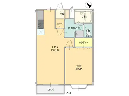 エルディムSUTOB(1LDK/2階)の間取り写真