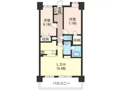 ウエストヴァレィー壱番館(2LDK/3階)の間取り写真