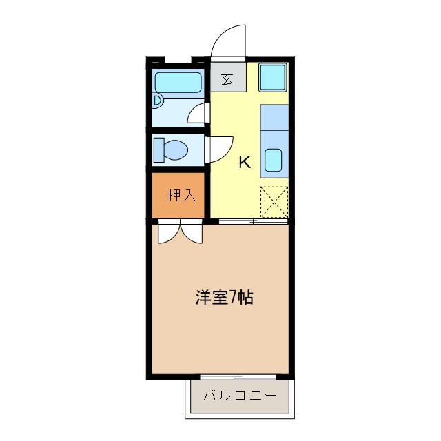 ハイツぽんぽりーす(1K/1階)の間取り写真