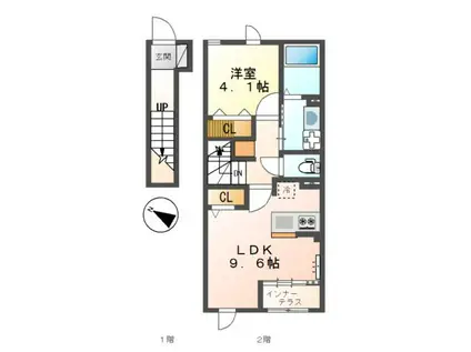 セジュール・ネオ(1LDK/2階)の間取り写真
