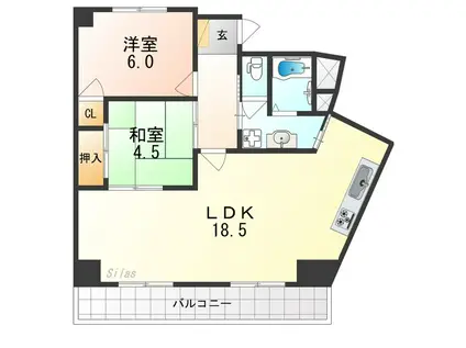 エクセレント山陽(2LDK/4階)の間取り写真