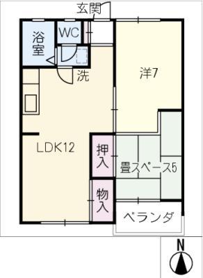 コーポ大和(1LDK/3階)の間取り写真